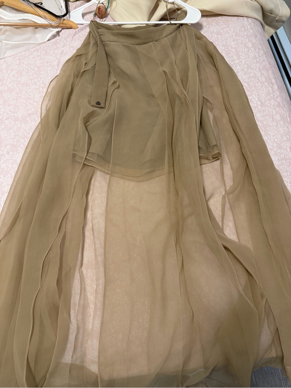 Brunello Cucinelli Olive Sheer Chiffon Draped Overlay